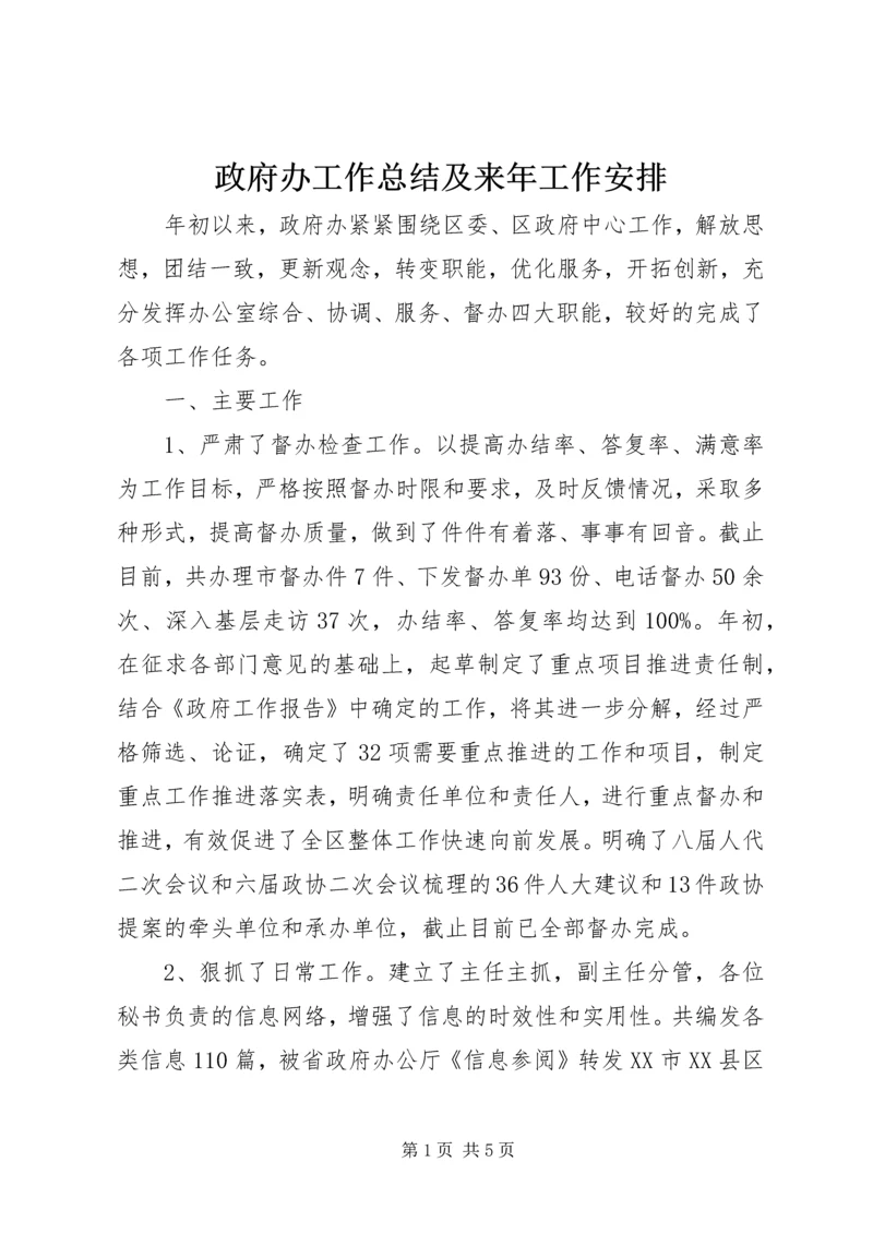 政府办工作总结及来年工作安排.docx