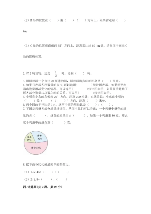 六年级上册数学期末测试卷带答案（达标题）.docx