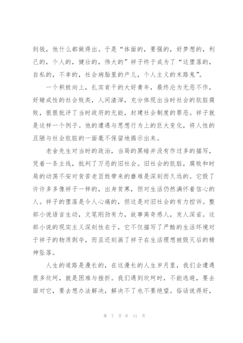 骆驼祥子小说11到20章读书心得5篇.docx