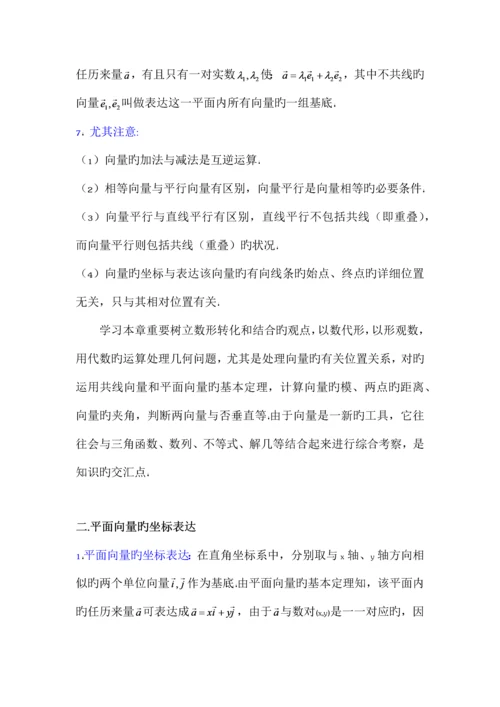 2023年高中数学必修平面向量知识点总结及常见题型.docx