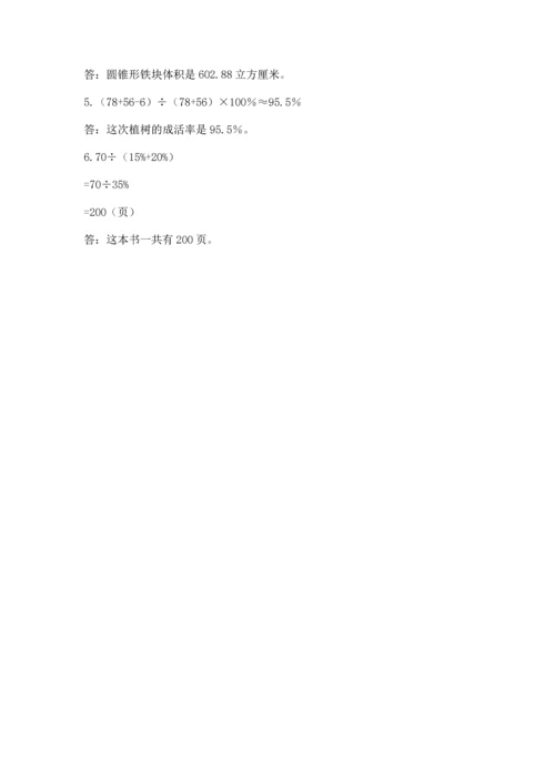 人教版数学六年级下册期末卷含答案【研优卷】.docx