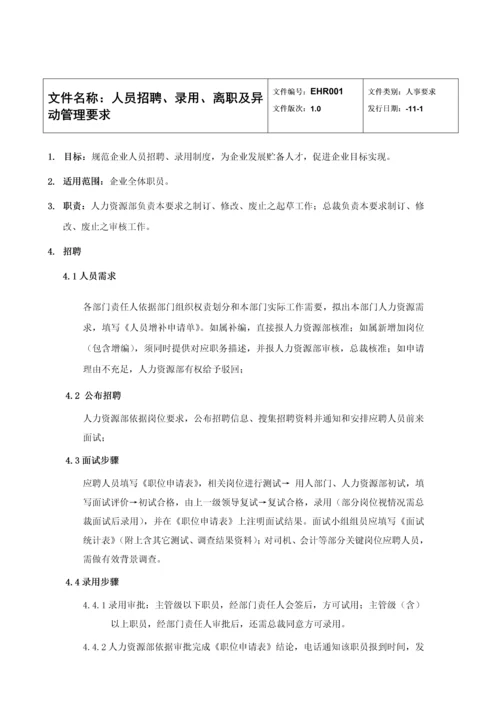 人员招聘录用离职及异动管理标准规定.docx