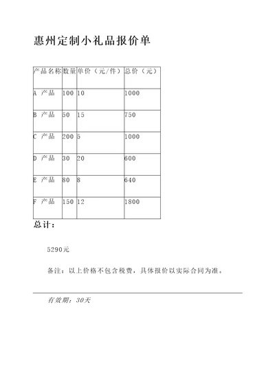 惠州定制小礼品报价单