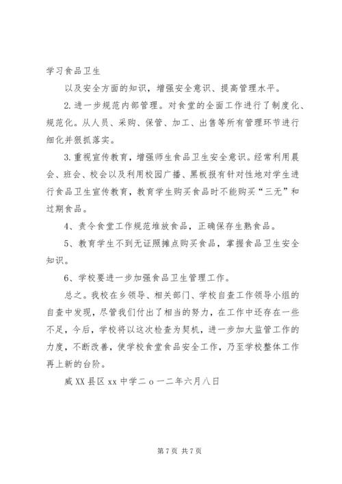 吉阳中学食品卫生安全工作自查报告.docx