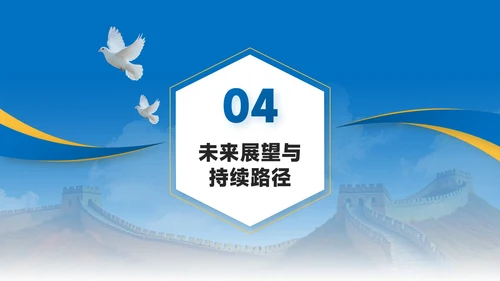 蓝金色简约风政府国庆主题活动PPT模板