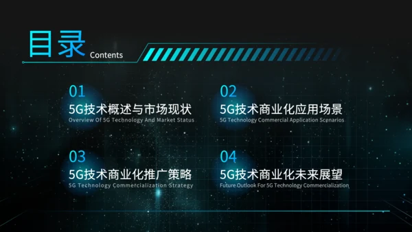 蓝黑色科技风5G技术商业方案PPT