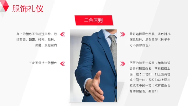 红白背景商务风简约风职场销售礼仪培训PPT模板