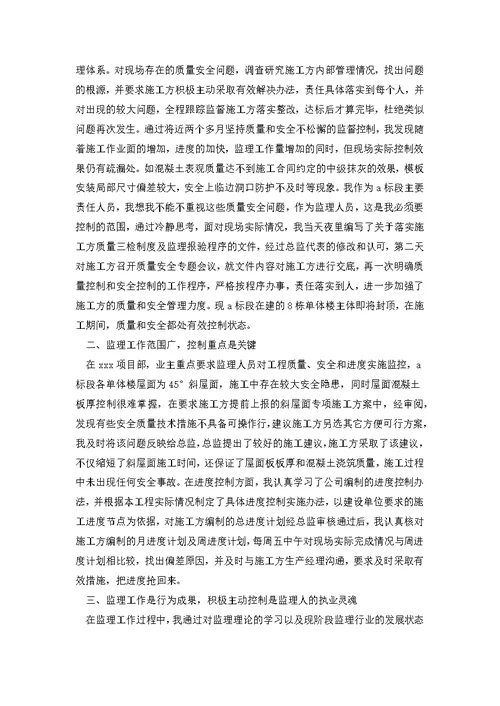 专业监理工程师年终总结