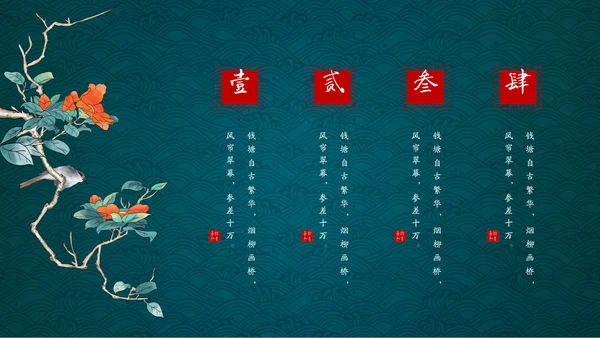 花鸟中国风中式典雅通用PPT模板