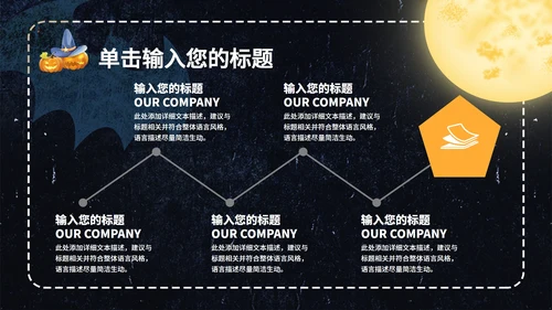黑色卡通风万圣节主题活动策划PPT模板