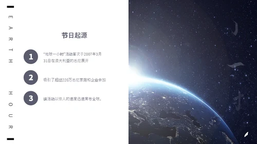 保护地球1小时全球视野通用PPT模板