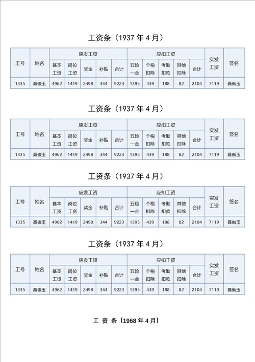 公司工资条模板3种