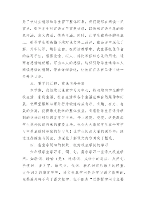 六年级第二学期语文教学总结.docx