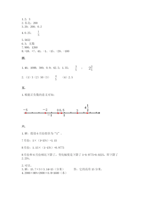 河南省平顶山市六年级下册数学期末考试试卷（名师系列）.docx