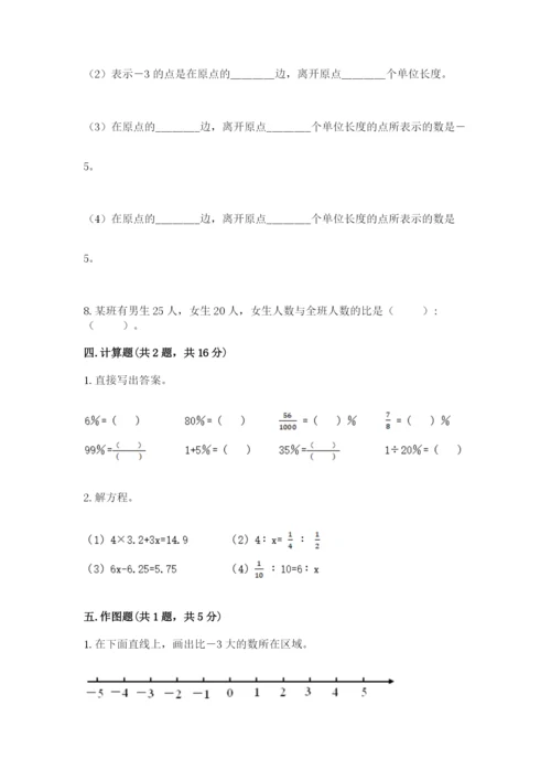 翼城县六年级下册数学期末测试卷精选.docx