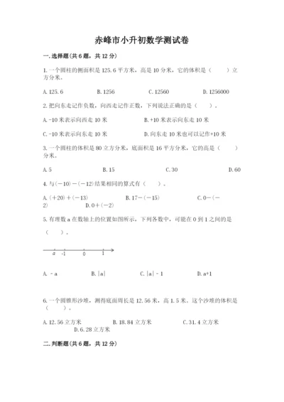 赤峰市小升初数学测试卷完整版.docx