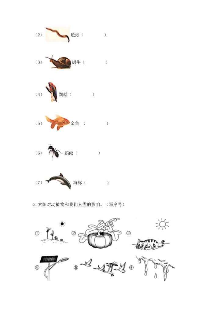 教科版二年级上册科学期末测试卷汇总.docx