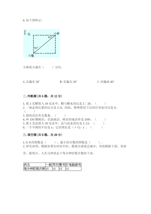 人教版六年级上册数学期末测试卷（精选题）word版.docx