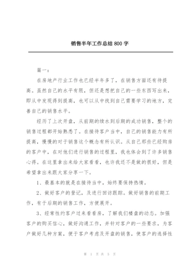 销售半年工作总结800字.docx