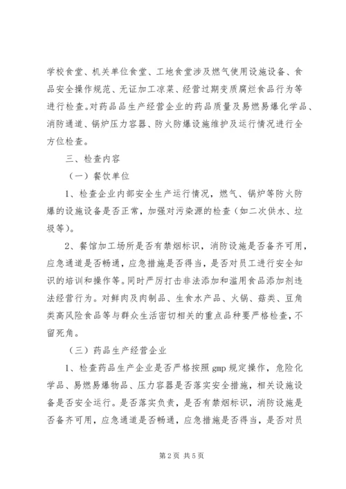 食品药品安全生产检查工作方案 (2).docx