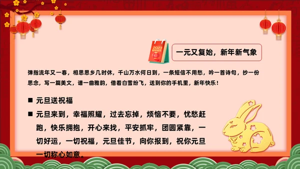 兔年快乐元旦的起源与习俗通用PPT模板