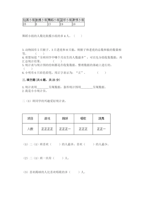 人教版二年级下册数学第一单元 数据收集整理 测试卷有精品答案.docx