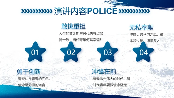 蓝色大气公安警察工作总结计划PPT