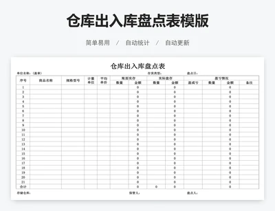 仓库出入库盘点表模版