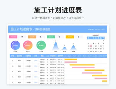 施工计划进度表 -甘特图横道图