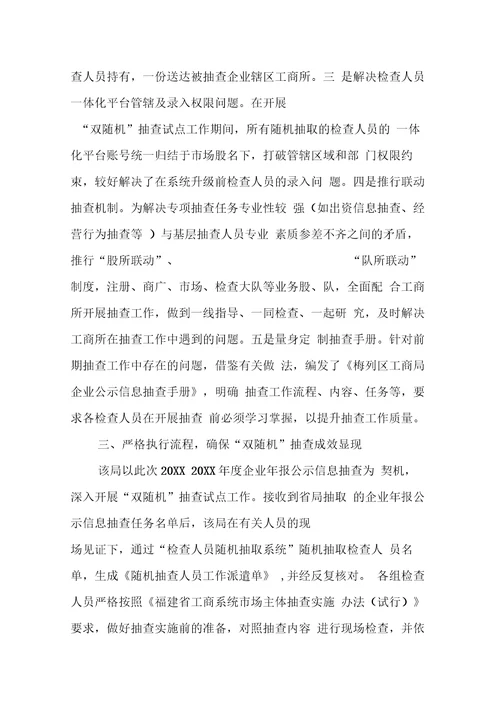 全面开展双随机一公开自查报告