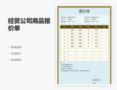 经贸公司商品报价单