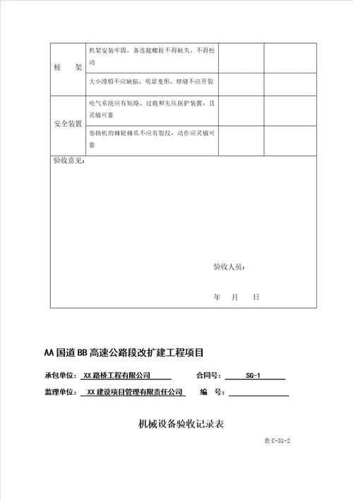 公路工程现场常用机械设备验收汇编