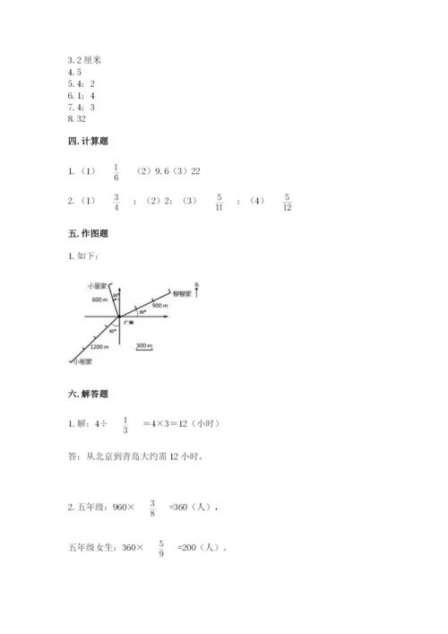 小学六年级上册数学期末测试卷附参考答案【预热题】.docx