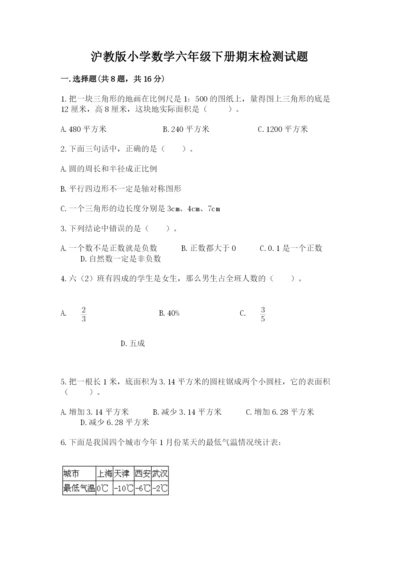 沪教版小学数学六年级下册期末检测试题及1套完整答案.docx