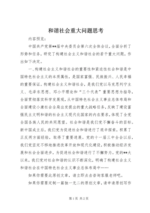 和谐社会重大问题思考.docx