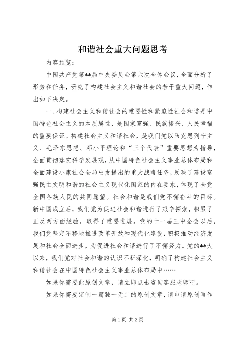 和谐社会重大问题思考.docx