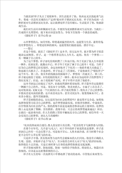 热门骆驼祥子读书心得