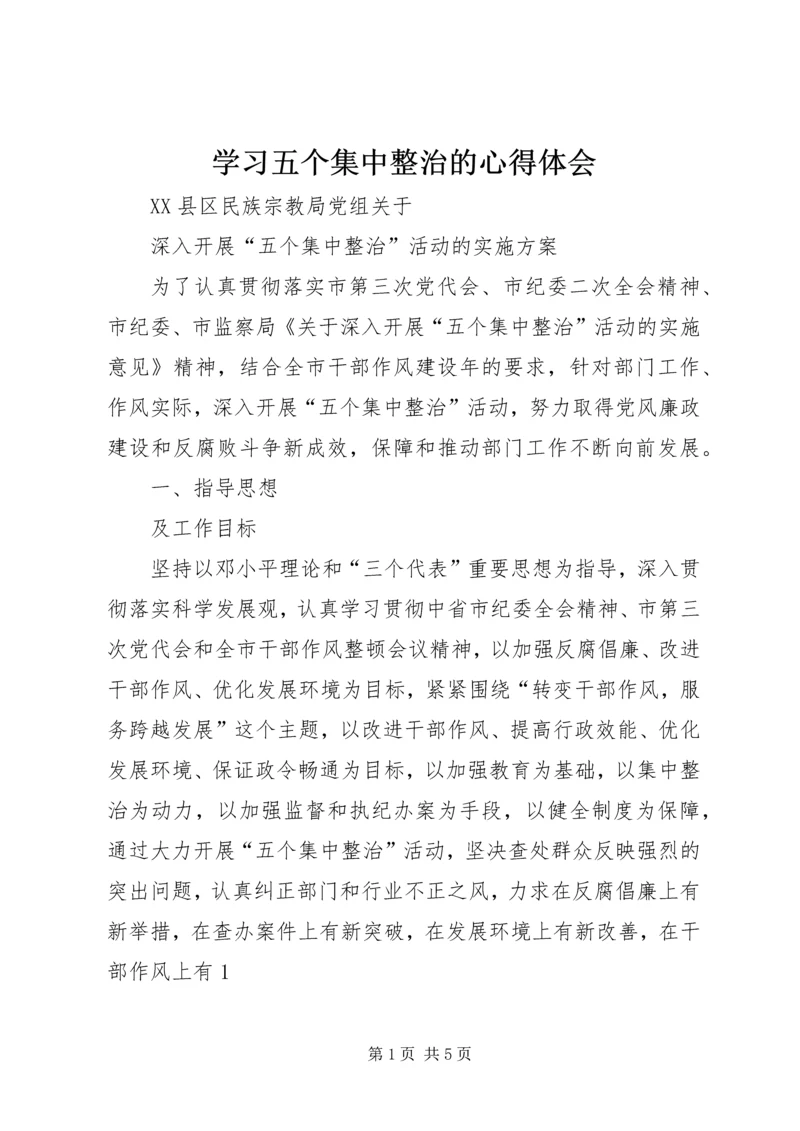 学习五个集中整治的心得体会 (2).docx