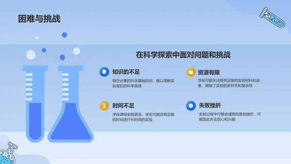 蓝色手绘风小学生科学实验探索分享PPT模板