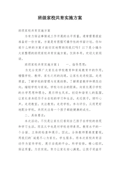 班级家校共育实施方案.docx