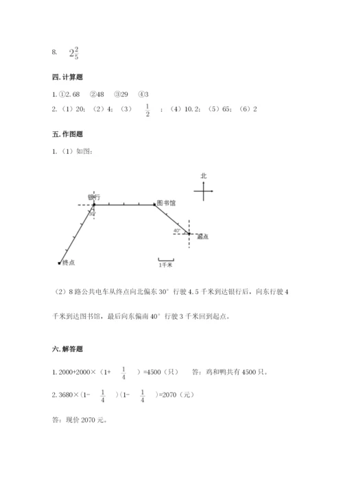 人教版六年级上册数学期中考试试卷及答案【易错题】.docx