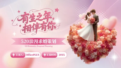 粉色520节日3D求婚策划PPT模板