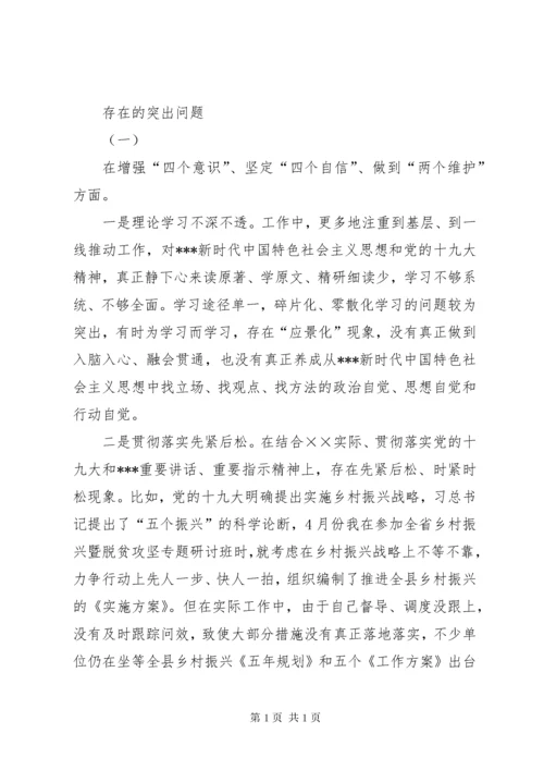 专题民主(组织)生活会个人检视剖析材料.docx