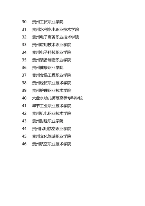 贵州省高校名单（共75所，其中有29所本科、46所专科院校）.docx