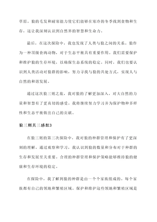 狼三则其三感想