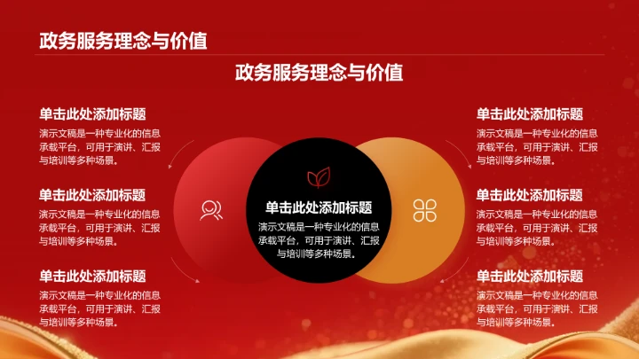 红色政务风商务培训PPT模板