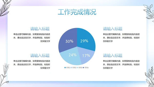 彩色花卉流体季度工作总结PPT模板