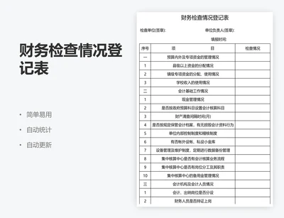 财务检查情况登记表