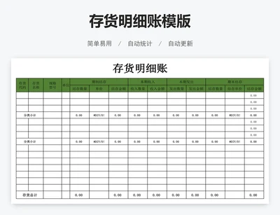 存货明细账模版