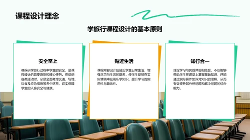 绿色插画风研学旅行宣传介绍PPT模板